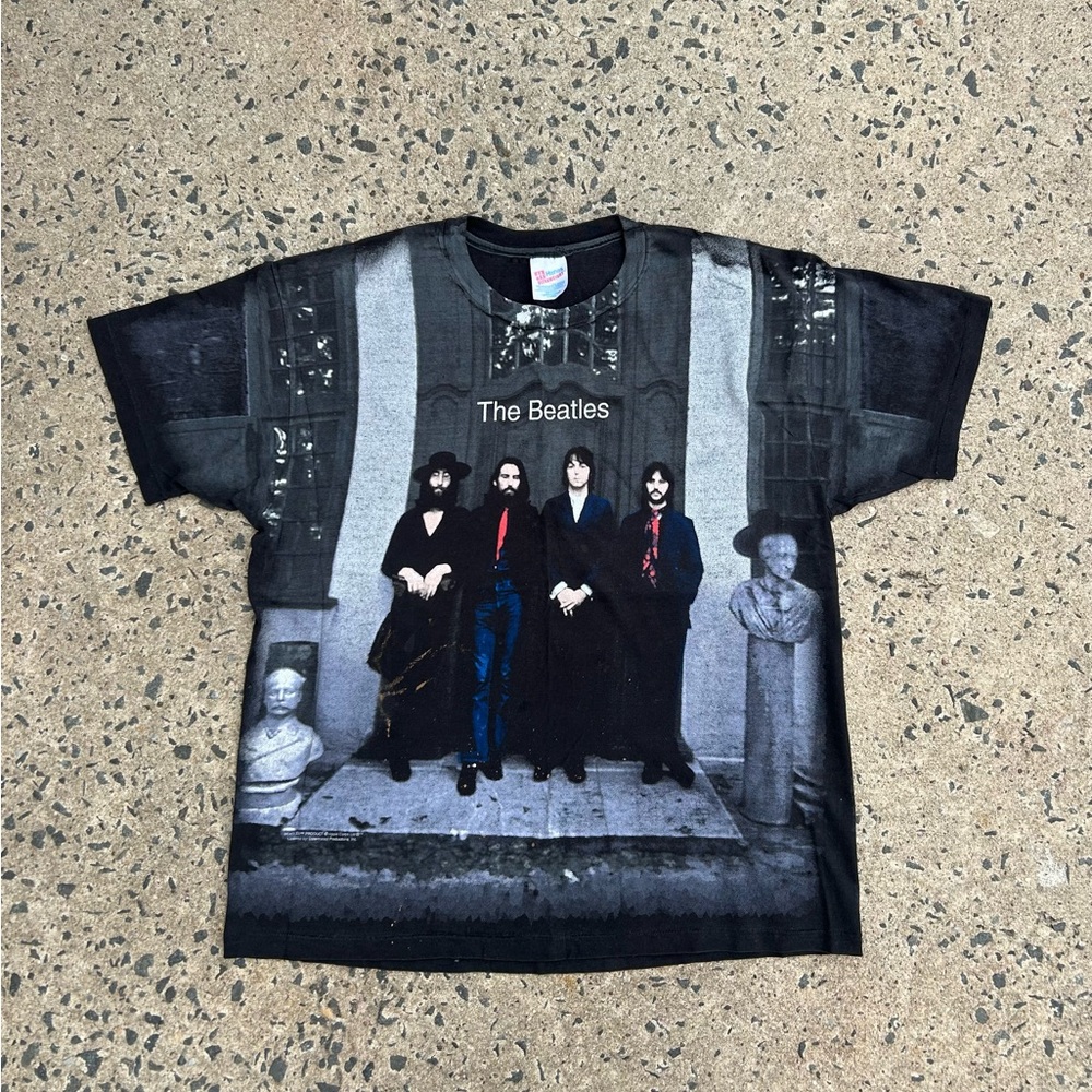 Vintage The Beatles T-Shirt Hey Jude All Over Print AOP Hanes Tag Size XL
